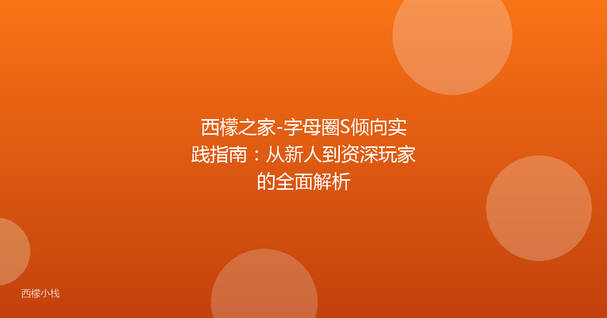 西檬之家-字母圈S倾向实践指南：从新人到资深玩家的全面解析