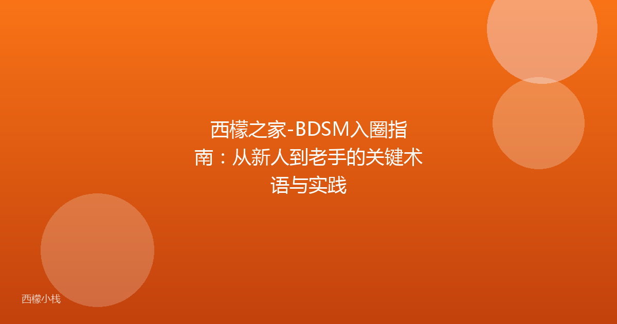 西檬之家-BDSM入圈指南：从新人到老手的关键术语与实践