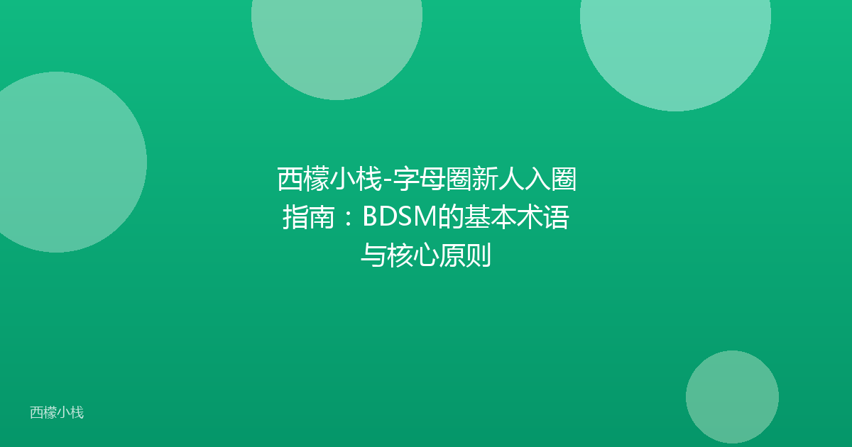 西檬小栈-字母圈新人入圈指南：BDSM的基本术语与核心原则