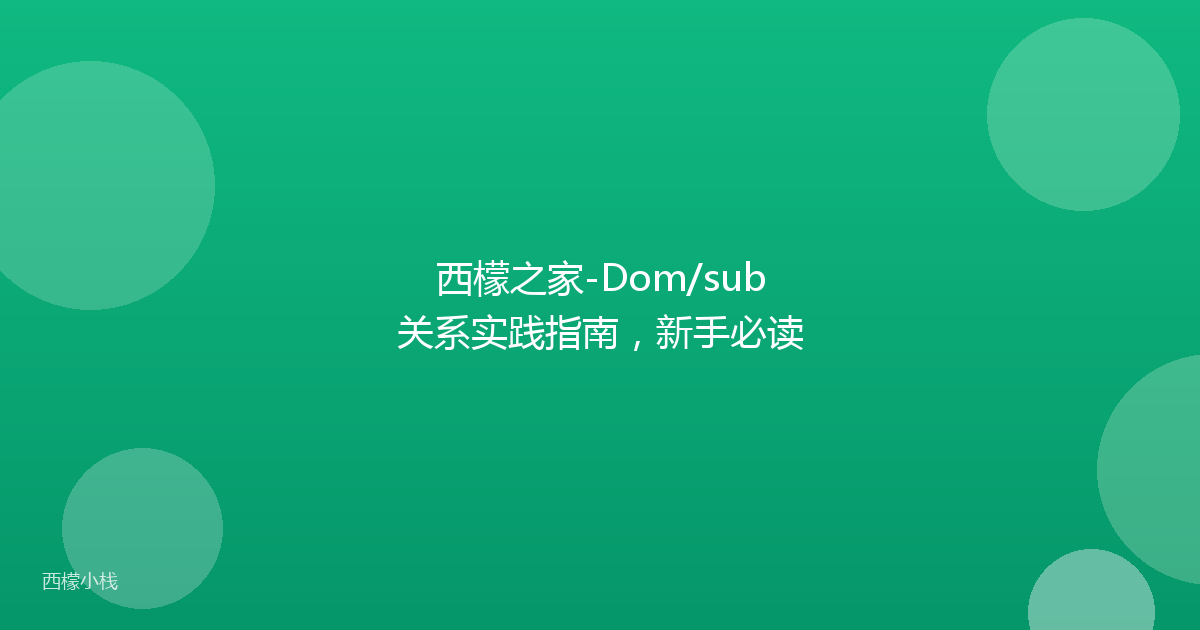 西檬之家-Dom/sub关系实践指南，新手必读