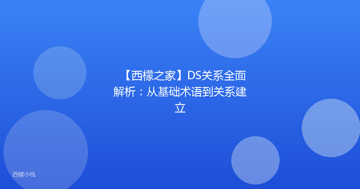 【西檬之家】DS关系全面解析：从基础术语到关系建立