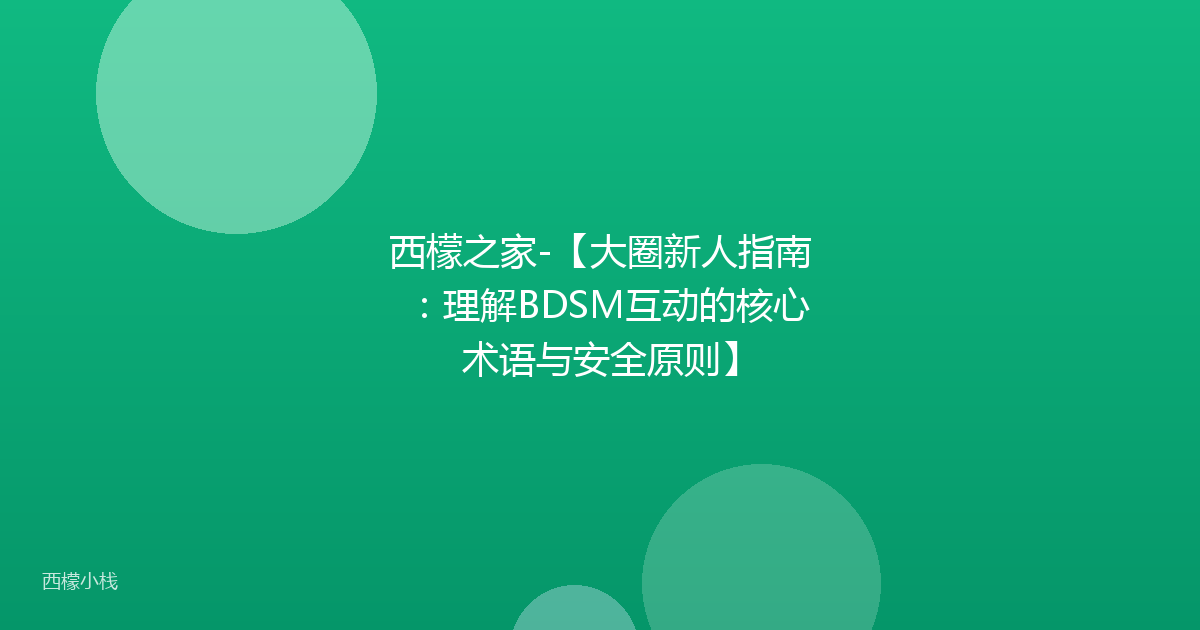 西檬之家-【大圈新人指南：理解BDSM互动的核心术语与安全原则】