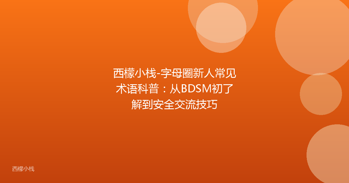西檬小栈-字母圈新人常见术语科普：从BDSM初了解到安全交流技巧