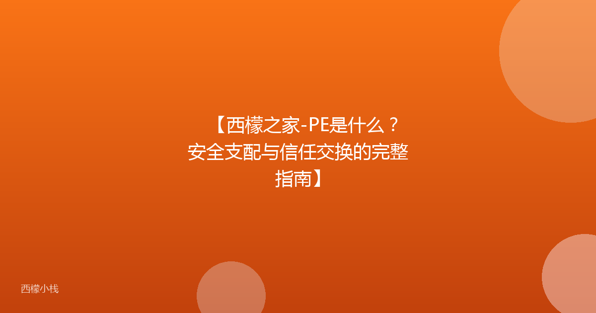 【西檬之家-PE是什么？安全支配与信任交换的完整指南】