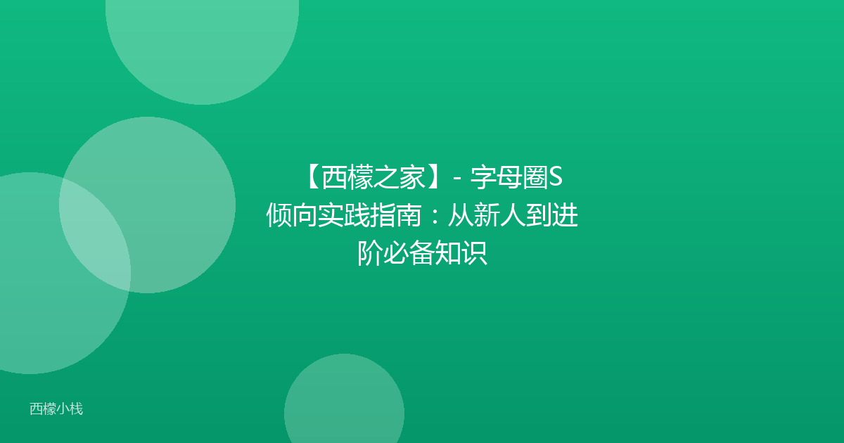【西檬之家】- 字母圈S倾向实践指南：从新人到进阶必备知识
