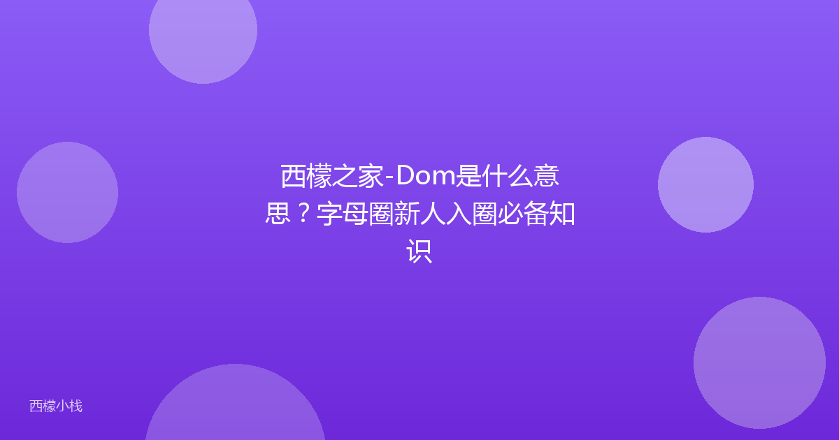 西檬之家-Dom是什么意思？字母圈新人入圈必备知识