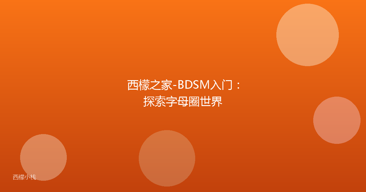 西檬之家-BDSM入门：探索字母圈世界