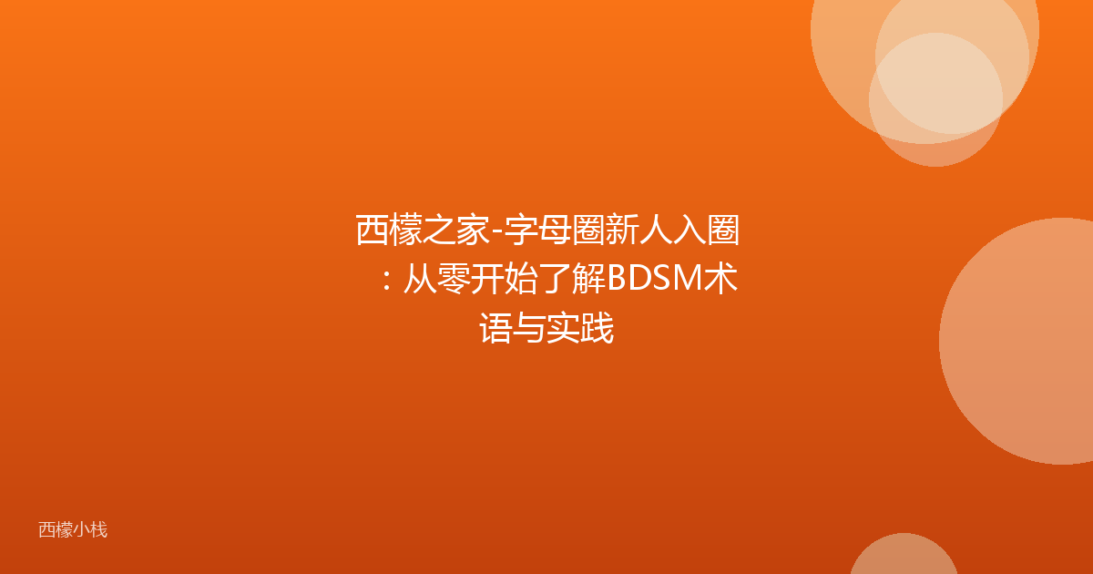 西檬之家-字母圈新人入圈：从零开始了解BDSM术语与实践