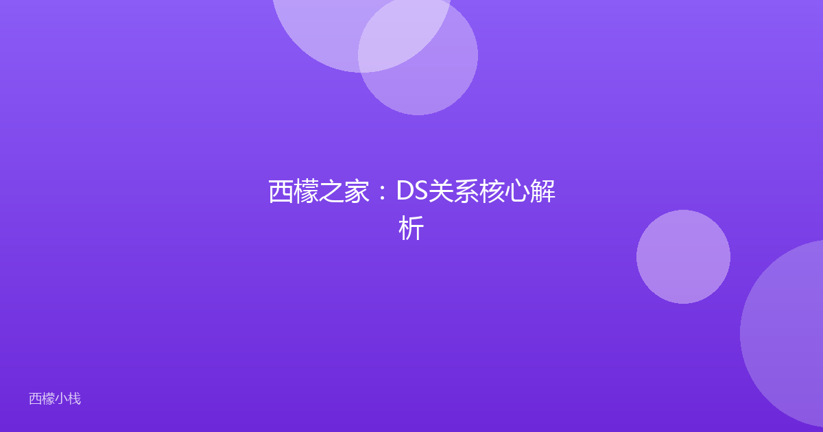 西檬之家：DS关系核心解析